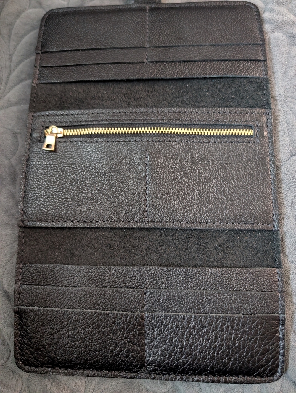 Portland Leather Goods Women’s Trifold Wallet Black Pebbled Leather - Picture 3 of 4